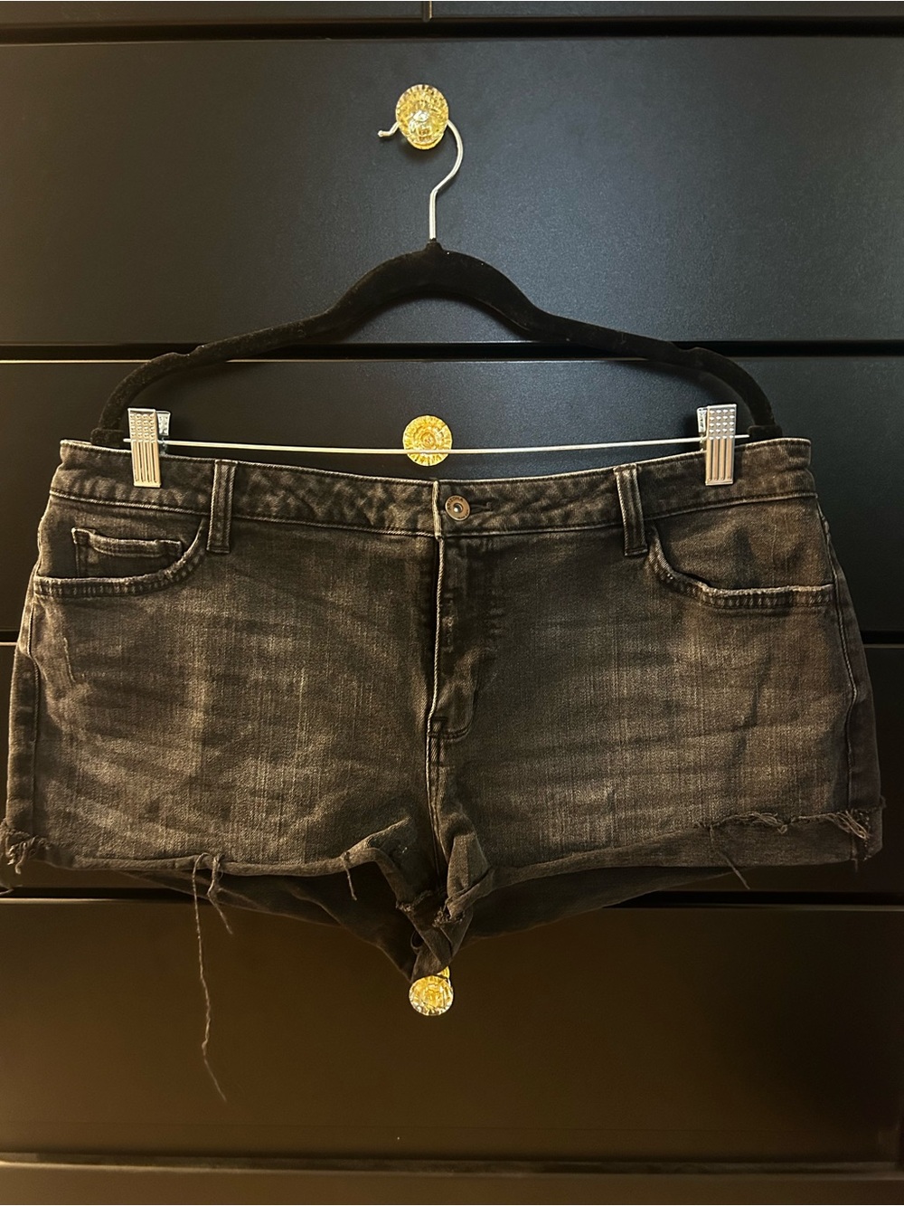 Arizona Jean Company Black Faded Distressed Denim Shorts